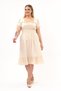 Apsen Women's Beige Square Neck Ruffle Detailed Midi Length Summer Viscon Dress 4467/110 - 2