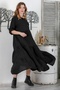 Black Shirt Collar Buttoned Long Sleeve Ruffle Hem Casual Woven Dress 145 60 - 6