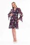 Apsen Women's Navy Blue Floral Patterned Double Breasted Collar Midi Chiffon Dress 4433-100 - 3