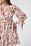 Apsen Women's Beige Floral Patterned Double Breasted Collar Midi Chiffon Dress 4433-100 - 2