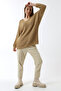 Women's Brown Oversize Casual V-Neck Knitwear Sweater - 6