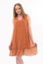 Apsen Women's Mustard Drawstring Detailed Midi Length Printed Chiffon Dress 4326-95 - 6