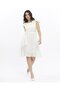 Apsen Women's Color White Shoulder Detailed Gathered Midi Length Summer Dress 3886/100 - 6