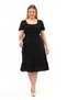 Apsen Women's Black Square Neck Ruffle Detailed Midi Length Summer Viscon Dress 4467-110 - 3