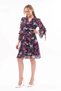 Apsen Women's Navy Blue Floral Patterned Double Breasted Collar Midi Chiffon Dress 4433-100 - 5