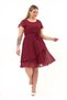 Apsen Women's Burgundy Volan Detailed Midi Plus Size Chiffon Dress 4337-110 - 5