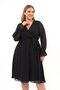 Apsen Women Black Double-Breasted Belted Plus Size Long Sleeve Chiffon Dress 4450-110 - 8