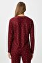 Women's Ely Premium Crew Neck Burgundy Heart Suede Texture Christmas Pajamas Set - 5