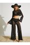 Wide Leg Trousers Mesh Relaxed Cut Cotton