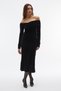 Velvet Look Double Breasted Collar Midi Dress - 4