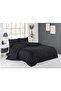 100% Cotton Satin Black Striped Double Duvet Cover Set - 2