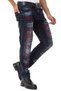 Cd694 Men's Jean Pants with Lettering Embroidery with Ripped Details - 2