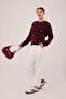 Pompom Crew Neck Claret Red Knitwear Sweater - 2