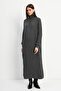 Women's Anthracite Half Zip Long Soft Knitwear Dress