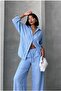 Women's Oversize Silver Glitter Striped Linen Blended Premium Bottom Top Suit - 2