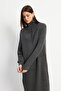 Women's Anthracite Half Zip Long Soft Knitwear Dress - 3