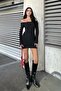 Madonna Collar Shardoned Knitting Short Dress