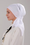6 Pieces Women's Hijab Inner Hijab Inner Veil White with Colorful Embroidery on the Edge - 2