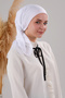 6 Pieces Women's Hijab Inner Hijab Inner Veil White with Colorful Embroidery on the Edge - 4