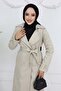 Belted Double Breasted Collar Trench Coat Stone Color 5918 - 2