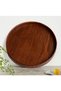 27cm Round Vintage Solid Wooden Tray, Non-Slip for Home Kitchen Dining Brown