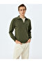 Long Sleeve Pocket Detailed Basic Raised Half Zipper Polo Collar Sweatshirt - 2