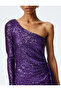 Sequin Sequined One Shoulder Long Sleeve Mini Dress - 5