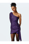 Sequin Sequined One Shoulder Long Sleeve Mini Dress - 2