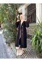 Women's Double Breasted Fleece Cashew Coat / M0108 - Black - 4
