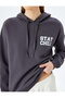 Hooded Oversize Sweatshirt with Printed Back - 5