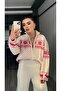Deer Embroidered Zippered Christmas Cardigan - 7
