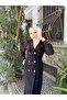 Women's Double Breasted Fleece Cashew Coat / M0108 - Black - 5