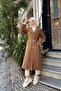 Women's Double Breasted Fleece Cashew Coat / M0108 - Tan