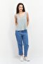 Women U-Neck Sleeveless Solid Crop Tank Top, Slate Grey - 2