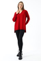 Women's V-Neck Long Sleeve Slim Woven Oversize Slit Knitwear Sweater Red - 3
