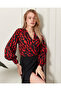 Women's Print Double Breasted Neckline Slit Dress - 6