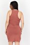 Women Plain Mini Dress, Brown - 3