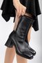 Women's Black Stretch Ankle Mid-Height Heel Boots