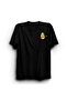 Guitarist Pineapple Fruit Printed Left Logo Unisex 100% Cotton Black T-Shirt
