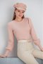 Women's Balloon Long Sleeve Powder Color Sports Stylish Knitwear Blouse - 2