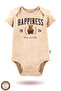 Blue-Beige Organic Short Sleeve Printed Snap Fastener Baby Bodysuit - 3