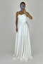 Women's White Thin Straps Back Rope Lacing Detail Evening Dress