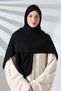 Crepe Large Size Scarf 140X140 Black Color - 7