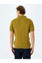 Half Zipper Cotton Textured Short Sleeve Knitwear T-Shirt - 4