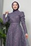 Ayperi Dark Lilac Hijab Evening Dress - 5