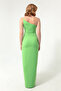 Women's Pistachio Green One Shoulder Slit Midi Dress - 5