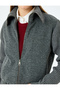 Zippered Slim Fit Stand Collar Long Sleeve Sweatshirt - 5