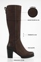 Women's Daen Brown Genuine Suede Leather Heeled Boots - 3