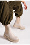 Florin Women's Beige Cream Thick Sole Elastic Half Boots Light Winter Daily Casual Booties