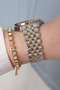 Gold/Metallic Steel Bracelet Calendar Women's Wrist Watch + Zircon Stone Bracelet - 2